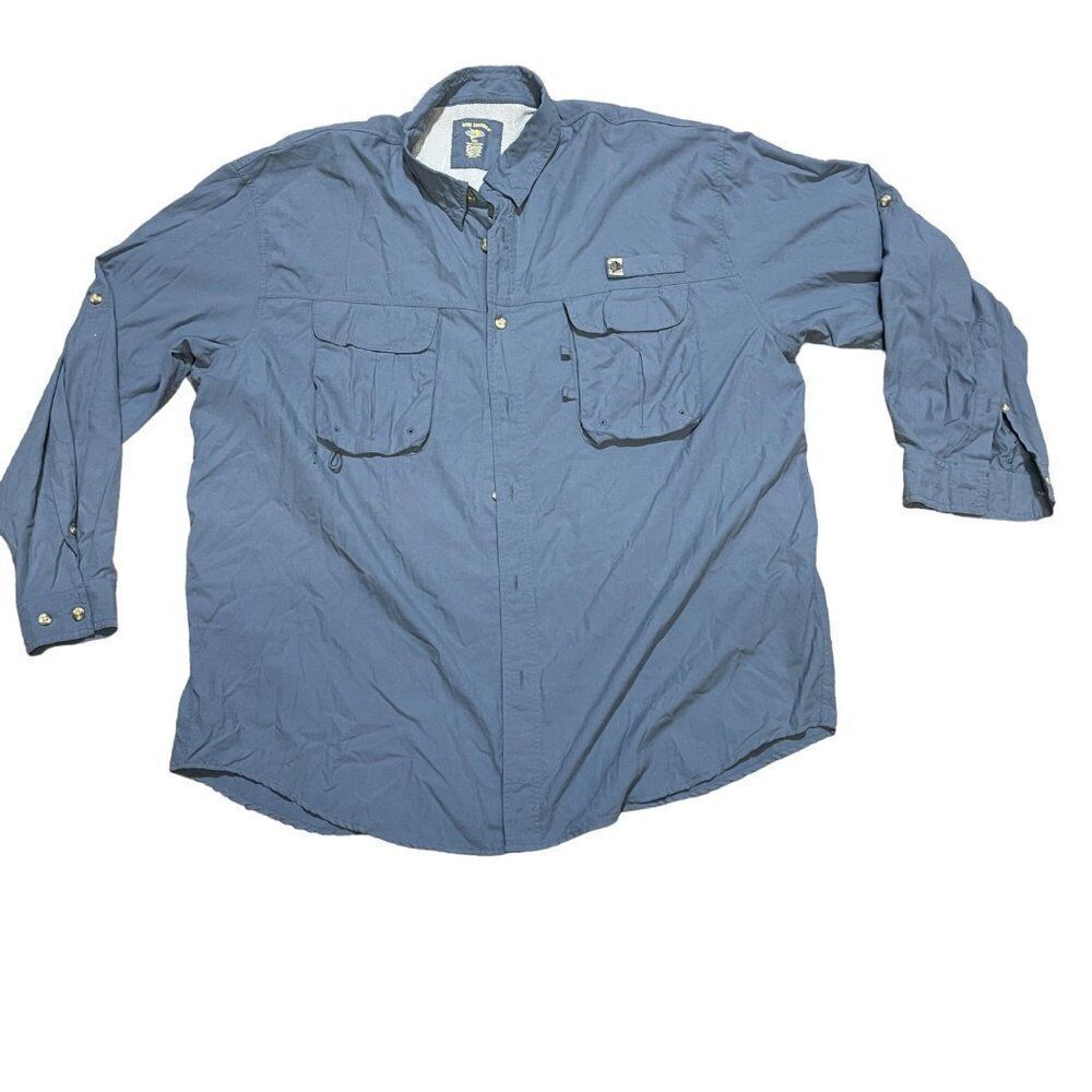 Reel Legends Blue XXL Fishing Shirt Vented Sport 2X Mens Dad Gift Sport